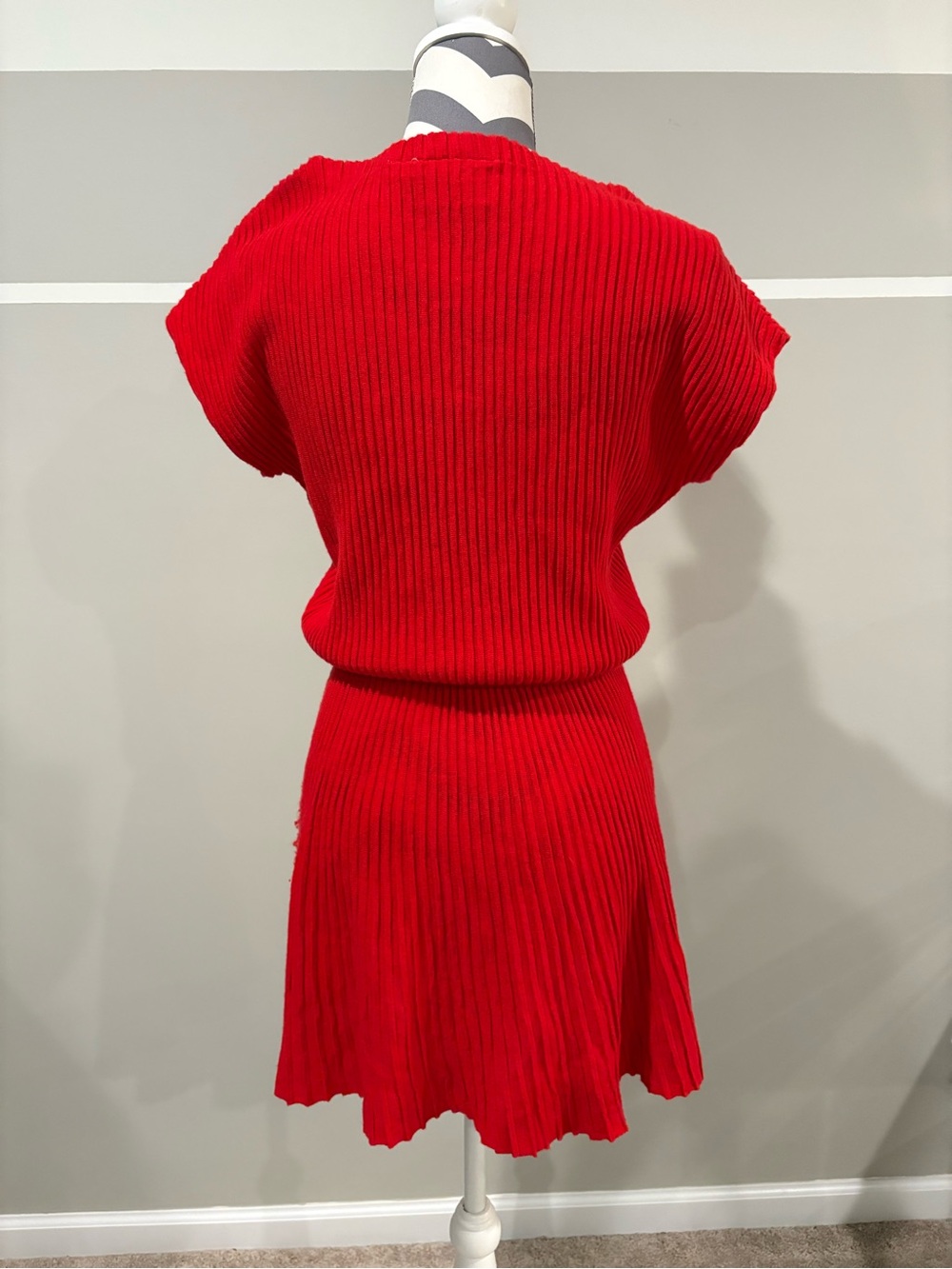 Anthropologie Maeve Ruth Ribbed Mini Sweater Red Knit Dress - Picture 5 of 8